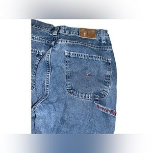 VTG 90s Tommy Hilfiger denim cargo flag  logo spell-out size size 27